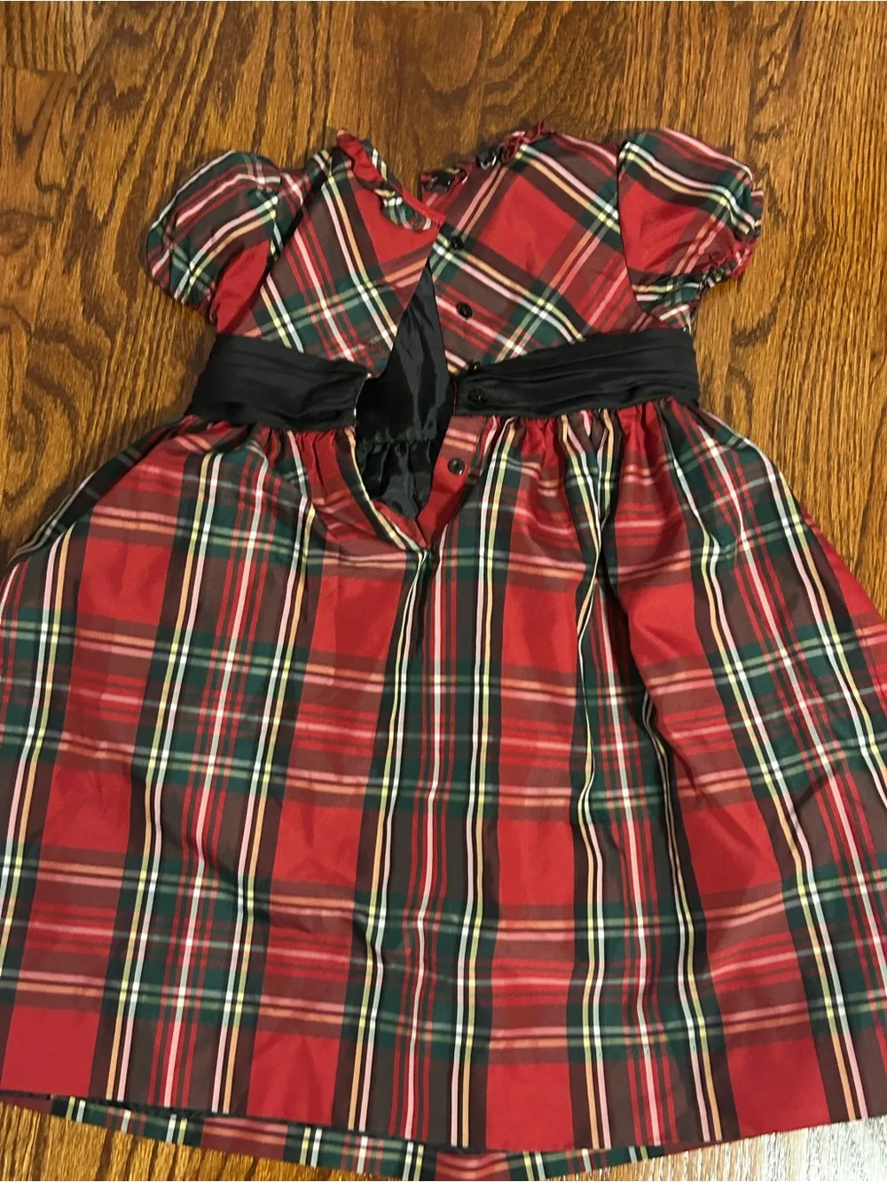 Ralph Lauren Red and Green Plaid Baby Dress with Black Trim